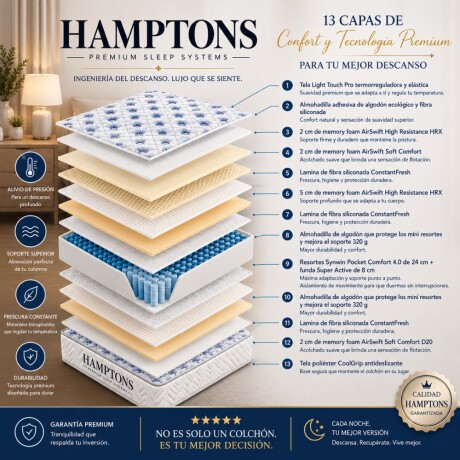 Colchon de resortes 1 plaza HAMPTONS Rhenium Colchon de resortes 1 plaza HAMPTONS Rhenium