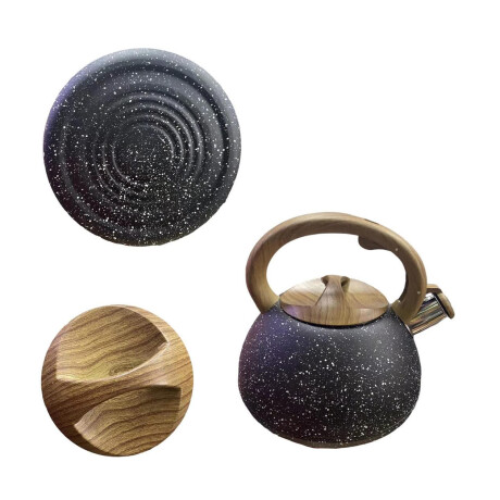 Caldera Silbadora 3L Acero Inoxidable Mango Madera Negro