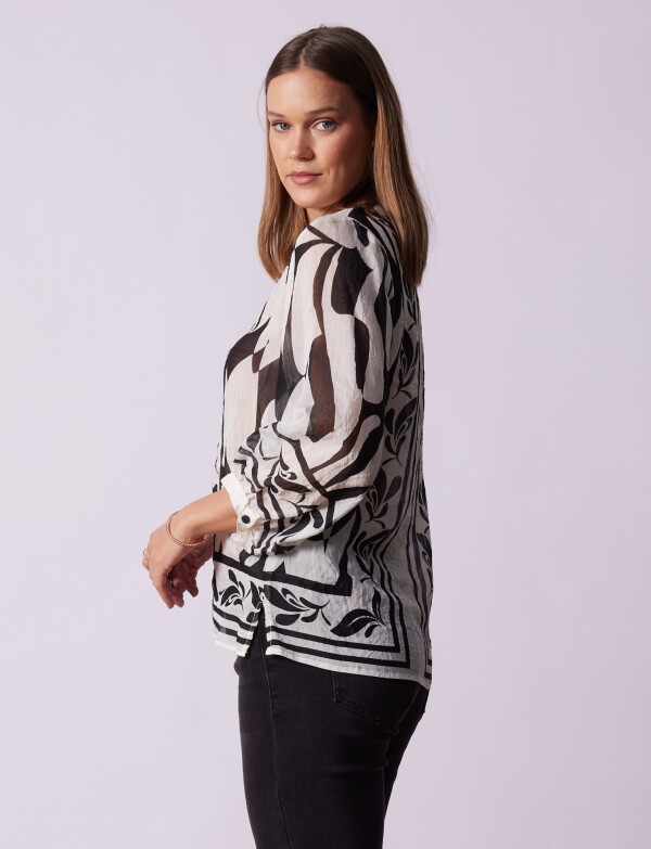 Blusa Gasa BLANCO/NEGRO