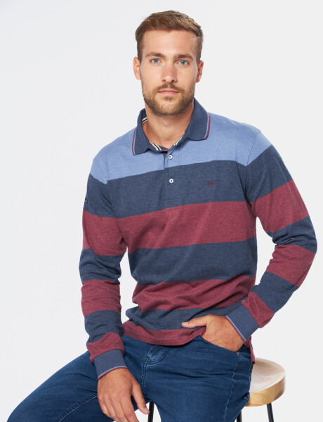 REMERA POLO RAYADA Bordo