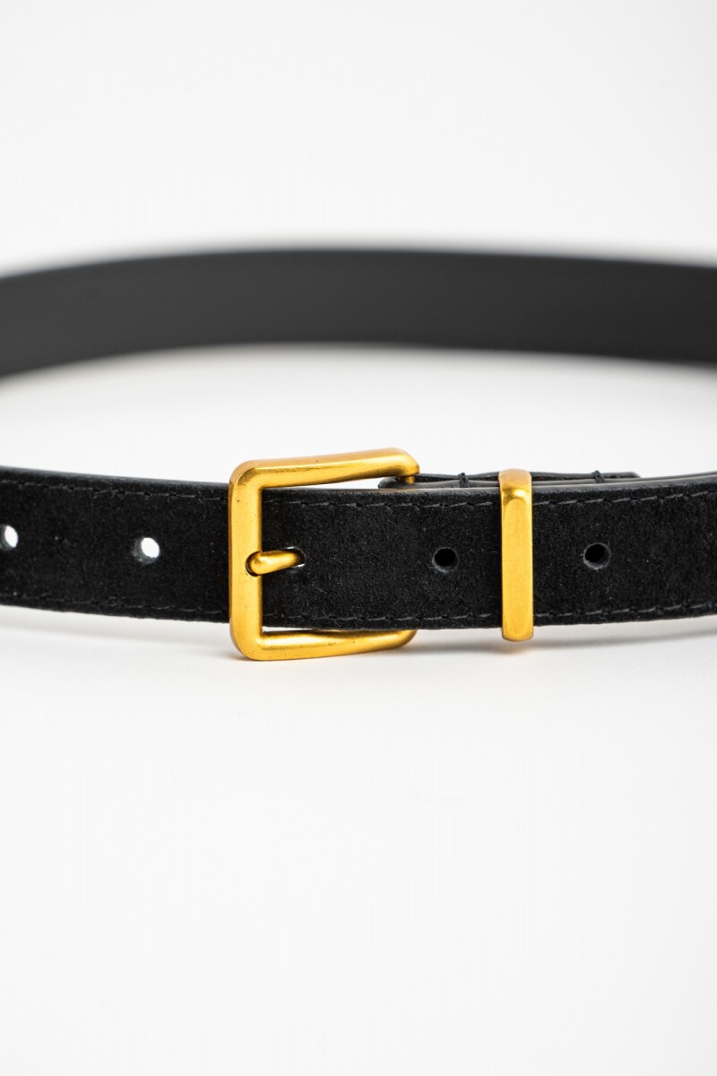 Cinto Cuero Hebilla Cuadrada Negro