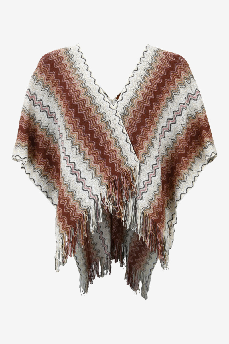 PONCHO CON FLECOS Lila