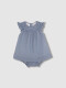 Vestido Liso Con Nido De Abeja A Contraste Gris