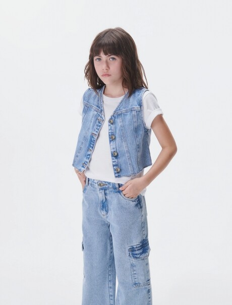 CHALECO DE JEANS INFANTIL AZUL