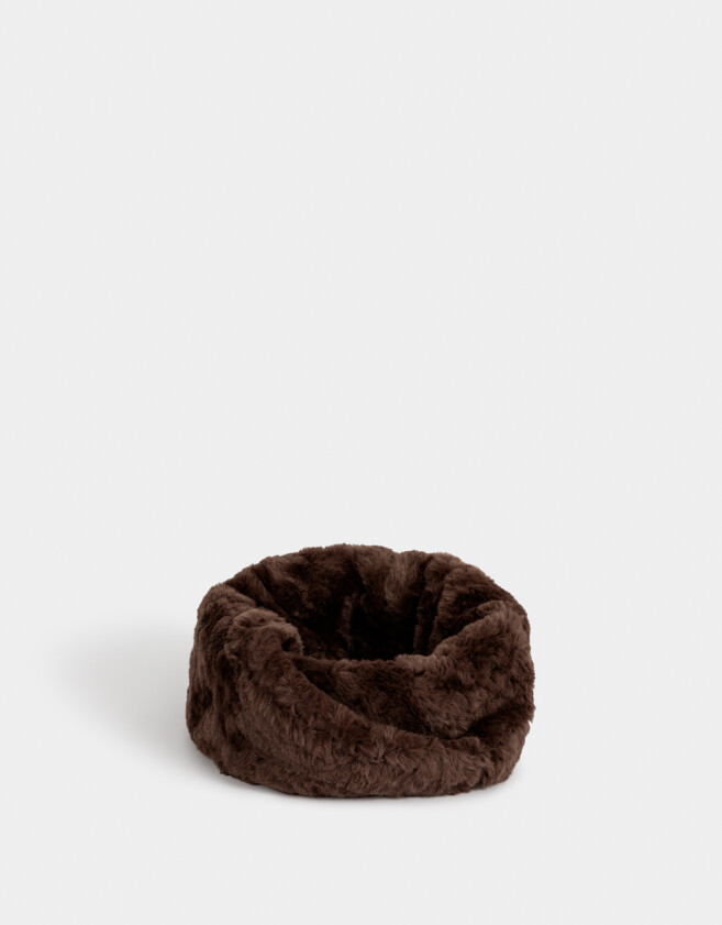Cuellos Clasico Cuello Tejido Efecto Peluche - Marron Chocolate