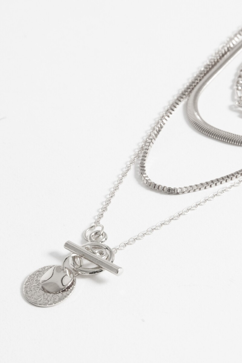 Collar cadena dije medalla plateado