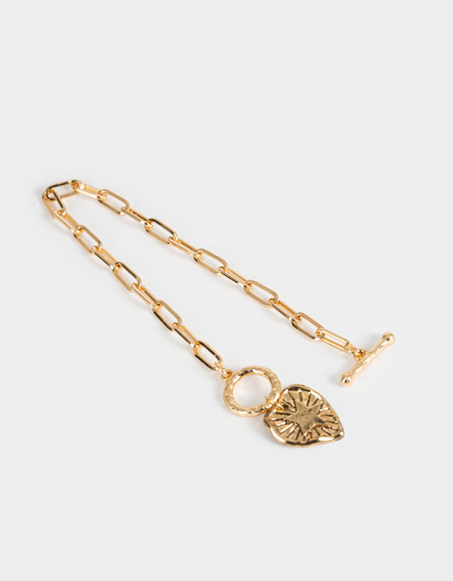 Pulseras Flexibles Corazón Pulsera Flexible Con Corazón - Dorado