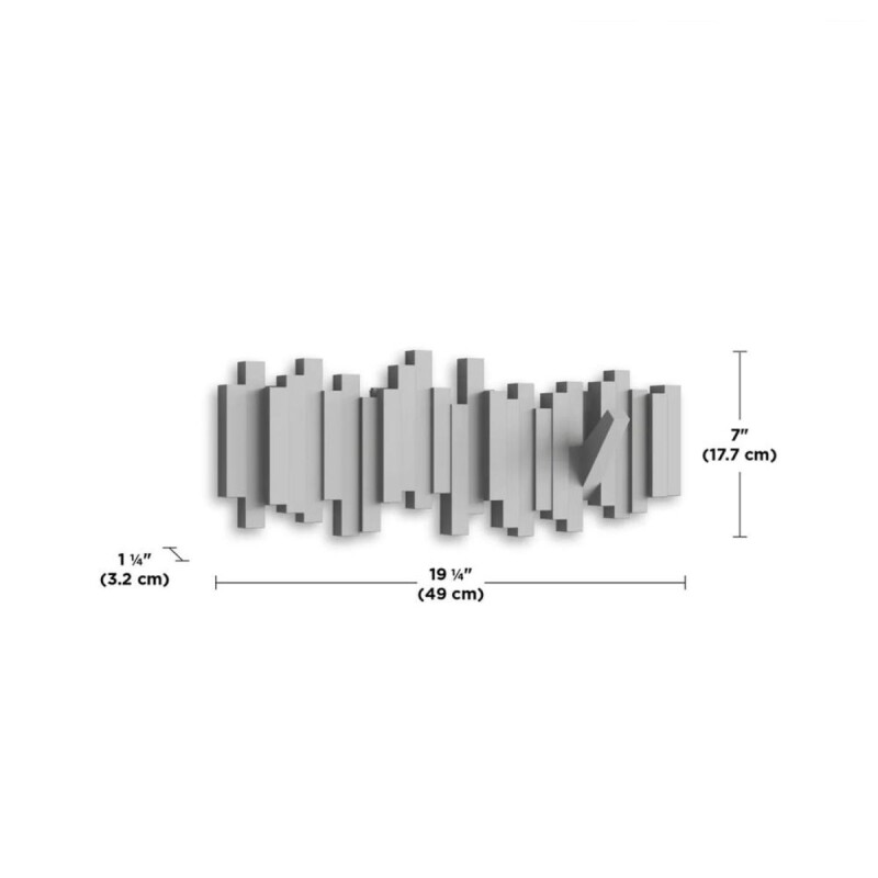Perchero de pared 5 ganchos Sticks Gris