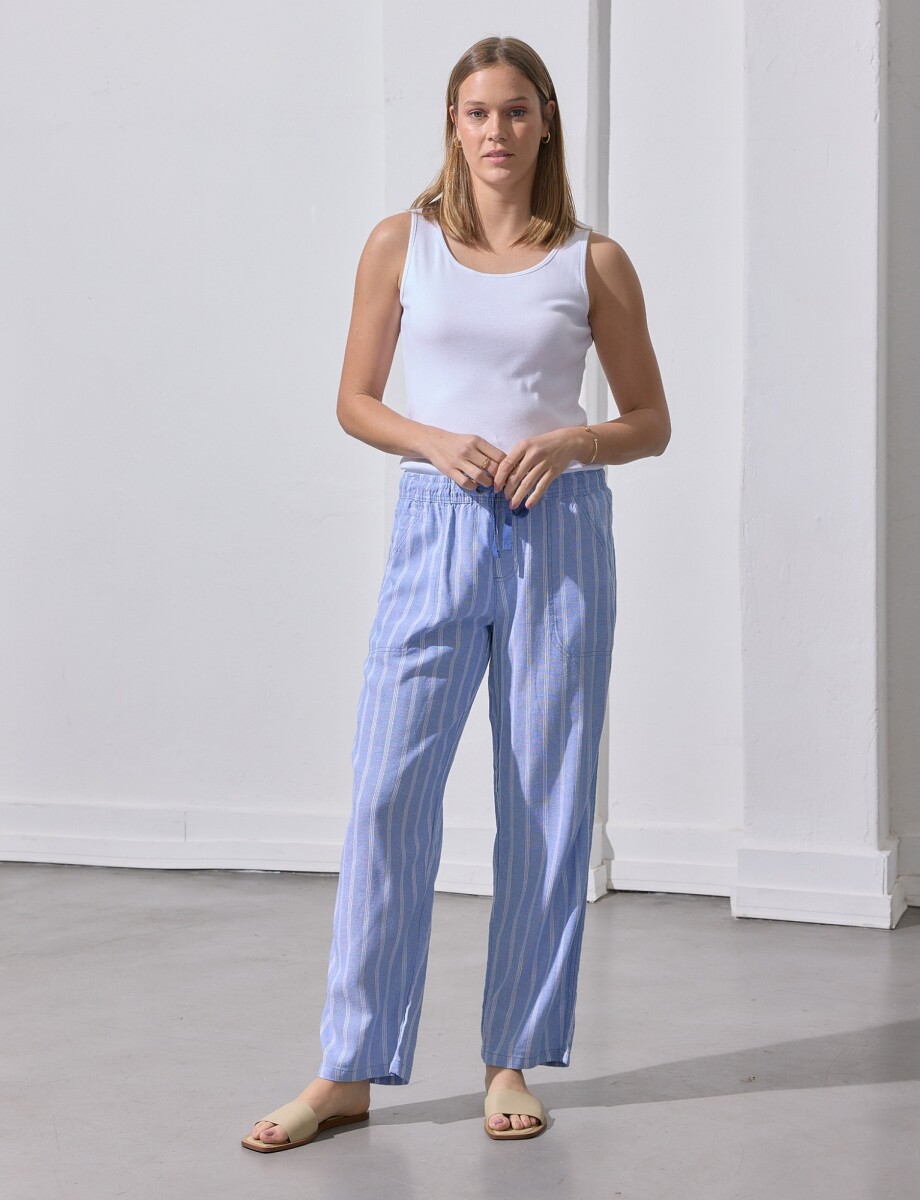 Pantalon Lino - Celeste 