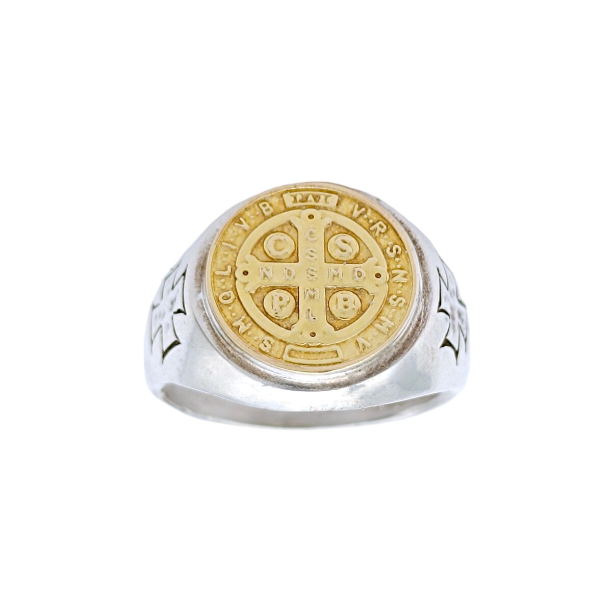 Anillo San Benito-Plata y Oro-Sin Piedra-AN5886 - sinpiedra 