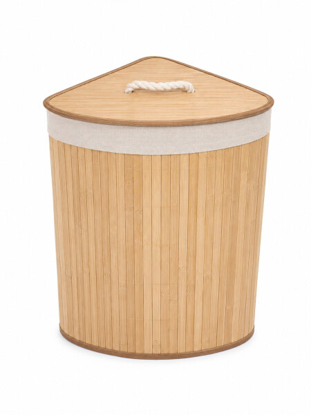 CESTO BAMBU ESQUINERO PARA ROPA NATURAL
