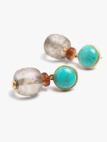 Pendientes Con Piedra Y Cuenta De Vidrio multicolor