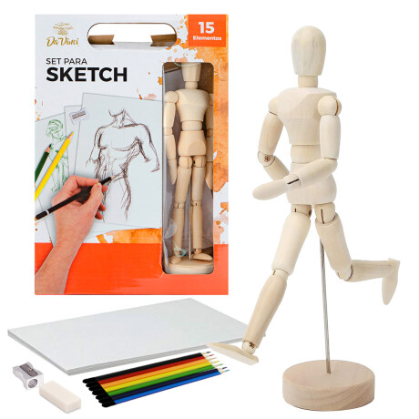 Set De Arte Para Dibujar Sketchbook Da Vinci X15 Maniquí Set De Arte Para Dibujar Sketchbook Da Vinci X15 Maniquí