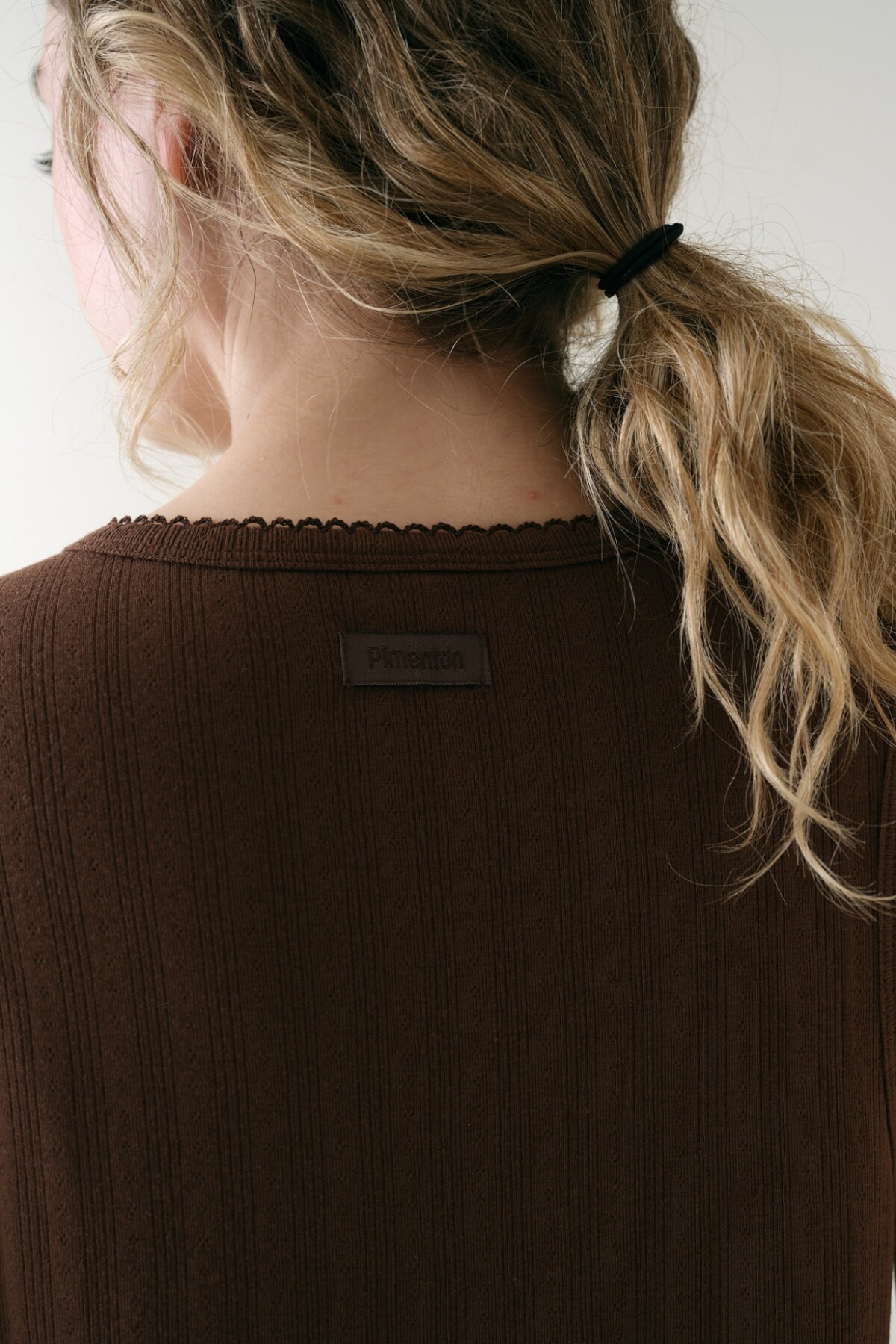 Camisón Sin Manga Pointelle Marron