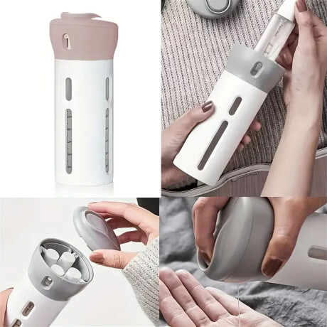 Dispensador con 4 Botellas Portátil Viaje Shampoo Crema Gel Rosa