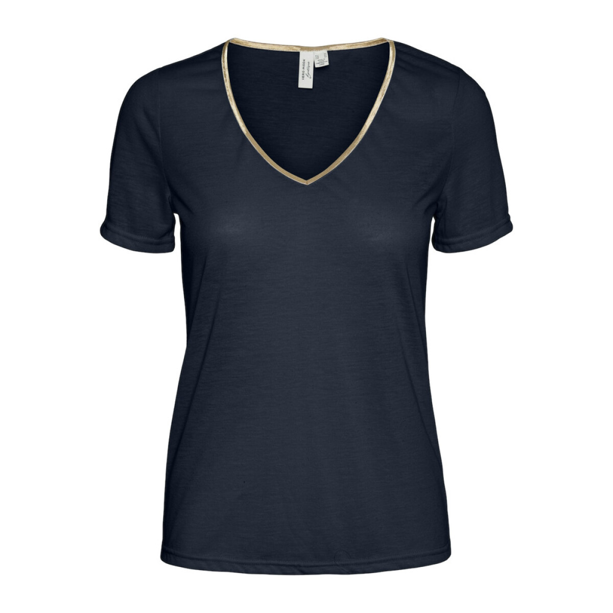VMKAREN SS GOLD V-NECK TOP JRS BTQ GA - Navy Blazer 