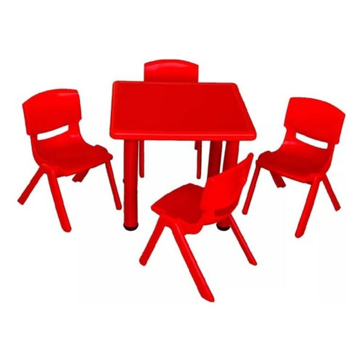 Pack Mesa Infantil Lumax Cuadrada + 4 Sillas - Rojo 