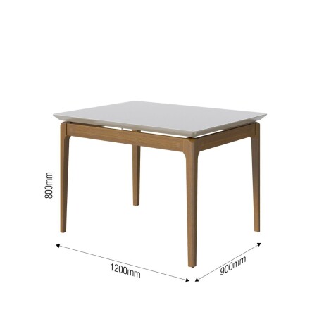 Mesa de Comedor Wind - 120 x 90 con vidrio Off White y Natural