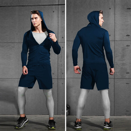 Conjunto Deportivo Termico X6 Psc Remera Calza Short Gris