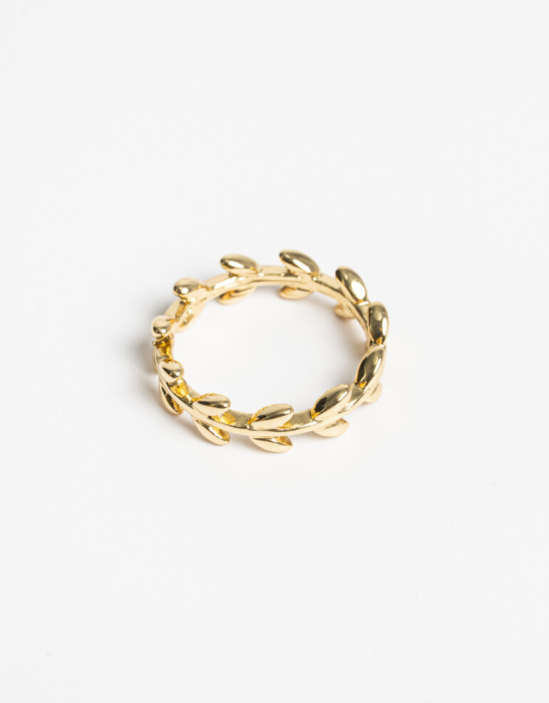 Anillos Chicos Metal Anillo Botánico Bañado En Oro - Dorado