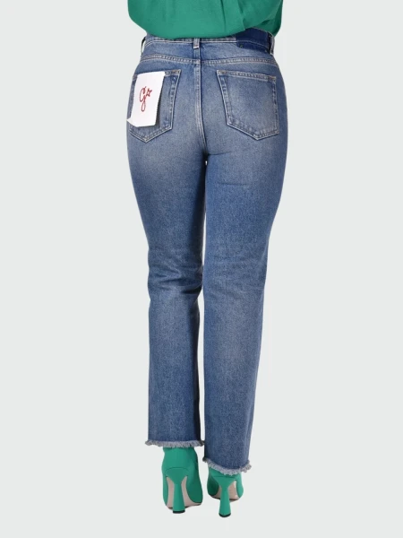Golden Goose-Jean desgastado con bolsillos y pierna acampanada Azul