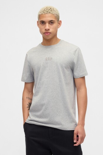 Remera Mini Logo Gap Hombre Light Heather Grey B08