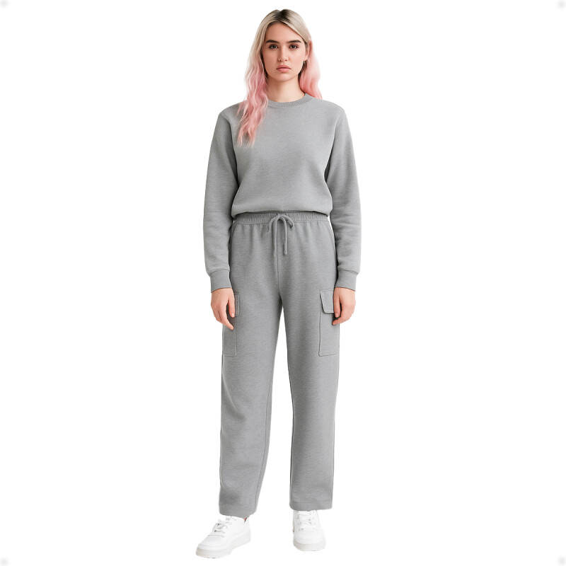 Pantalón Jogging Deportivo Tipo Cargo Gris Claro