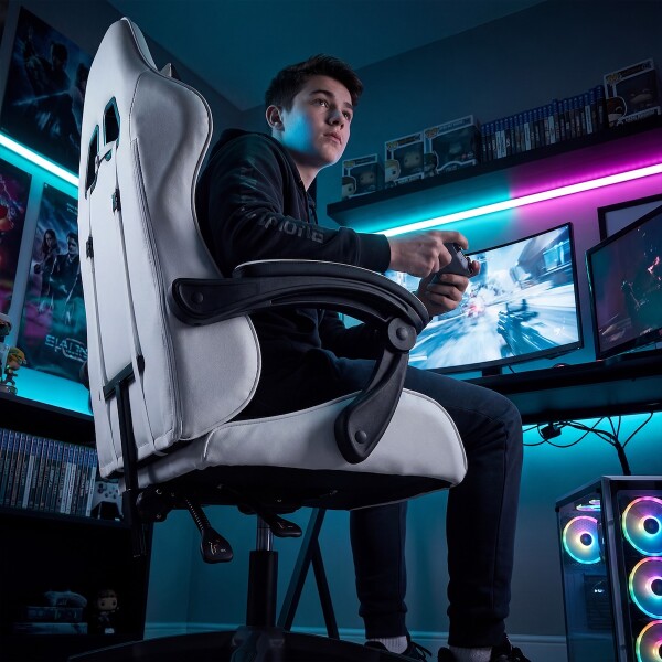 Silla Gamer Ergonomica Escritorio Reclinable Soporta 200kg Imback Blanco con Negro Silla Gamer Ergonomica Escritorio Reclinable Soporta 200kg Imback Blanco con Negro