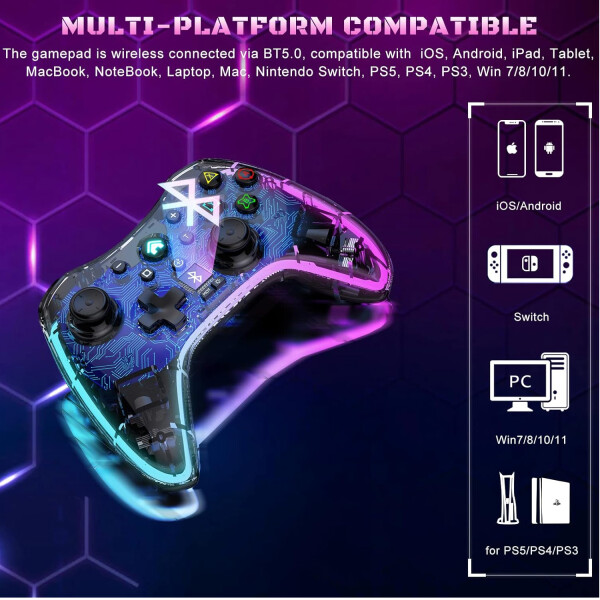 Joystick Inalámbrico 6 En 1 Lh-3 Ps4 Ps3 Led JOYSTICK INALAMBRICO 6EN1 LH-3