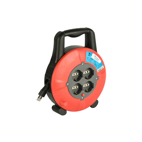 Alargue enrollador centro móvil 5m 4 schuko rojo E19138