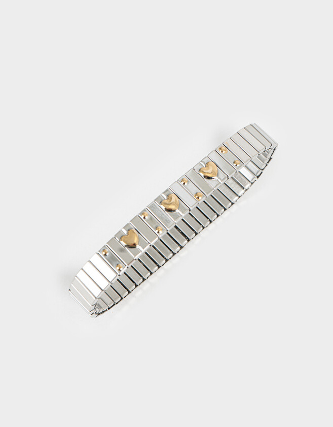 Pulseras Elásticas Premium Silver Pulsera Elástica De Acero Quirúrgico - Combinacion Bicolor