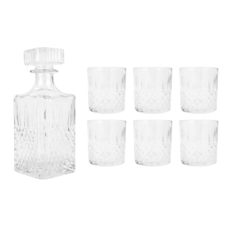 Set de botella de whisky + 6 vasos de vidrio Set de botella de whisky + 6 vasos de vidrio