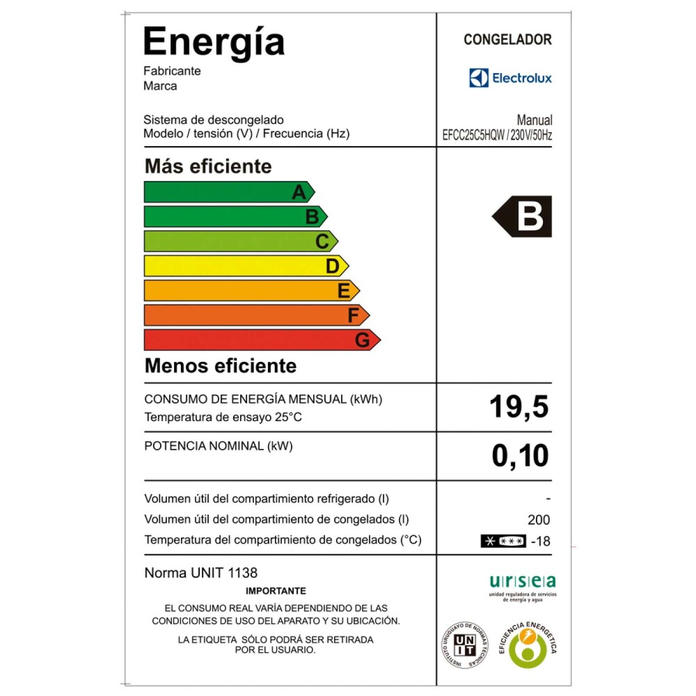 FREEZER HORIZONTAL ELECTROLUX 200-LITROS BLANCO EFCC25C5HQW
