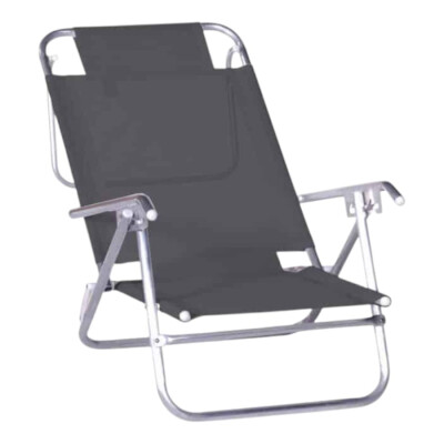 Reposera Baño de Sol Aluminio Zaka 5 Posiciones Gris