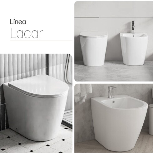 INODORO CORTO CON TAPA JUEGOS DE LOZA LACAR BLANCO BIDET BLANCO