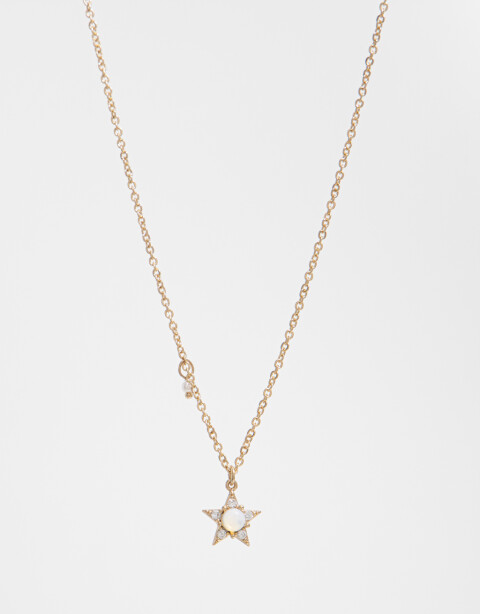 Cadena Corta con Dije Strass Collar Con Dije De Estrella Con Cubic Zirconia - Dorado