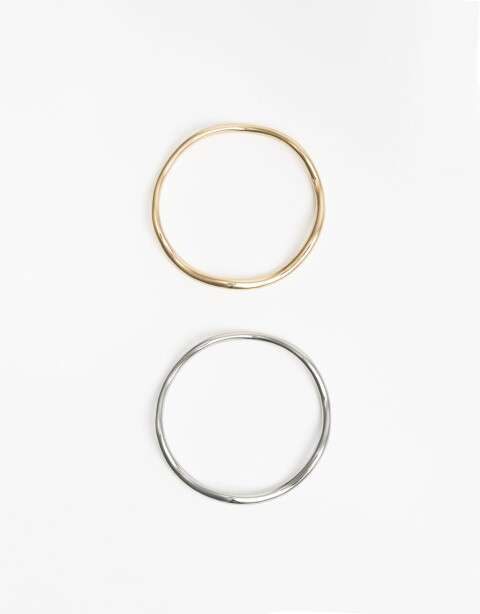 Brazaletes Metal Pulseras Set Rígida Metal - Dorado