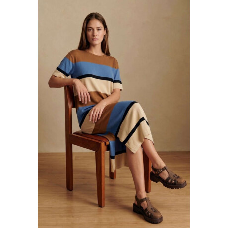 Vestido Tejido A Rayas Ceruleo