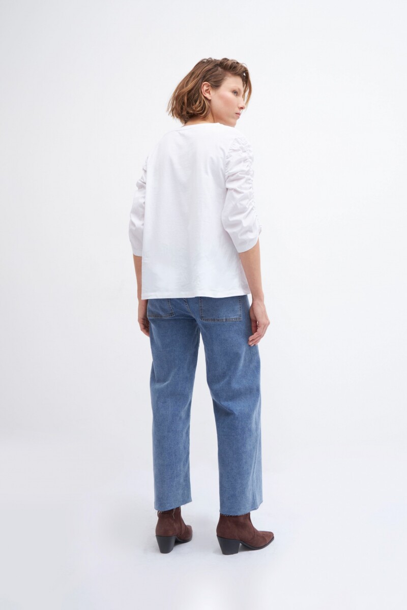 Remera con frunces en mangas blanco