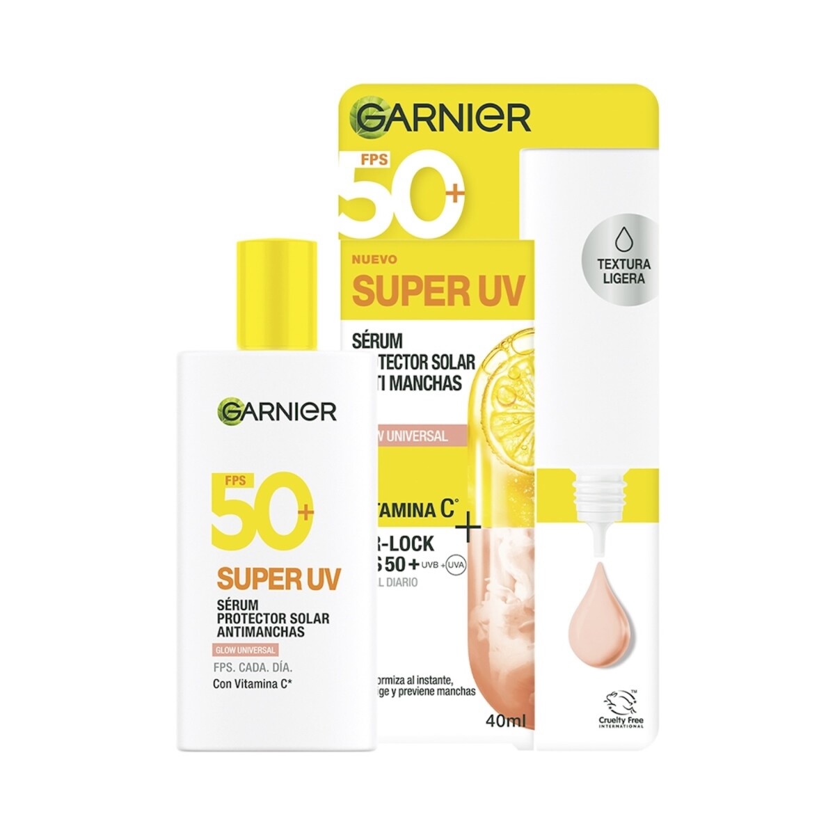 Protector Solar Garnier Super UV Antimanchas Glow Universal FPS50 40ml 