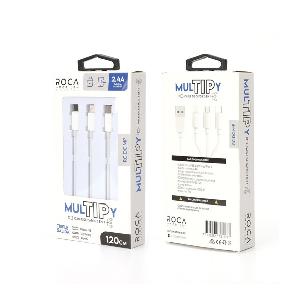 Cable de datos 3 en 1 color blanco Cable De Datos 3 En 1 Color Blanco