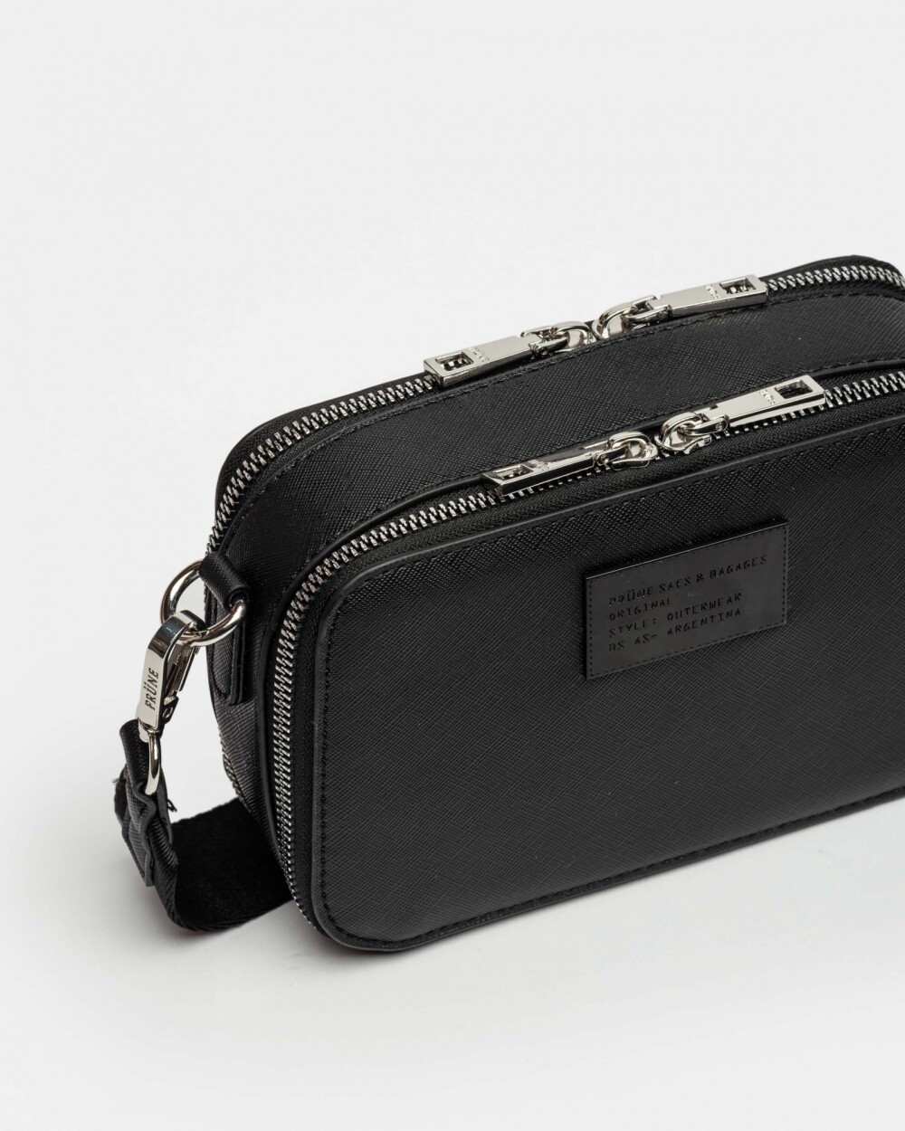 Mini bag New Penny en efecto cuero Negro