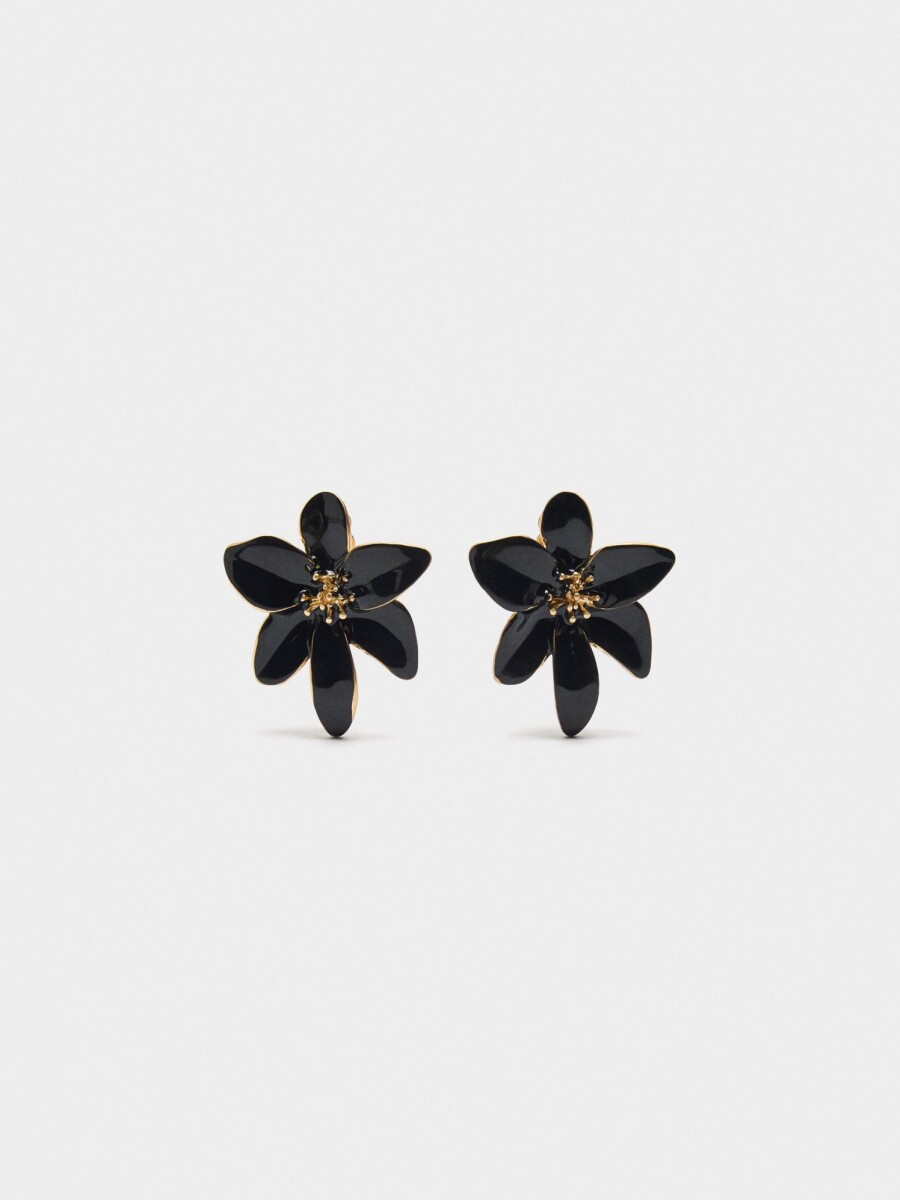 Pendientes Flor Esmaltados negro