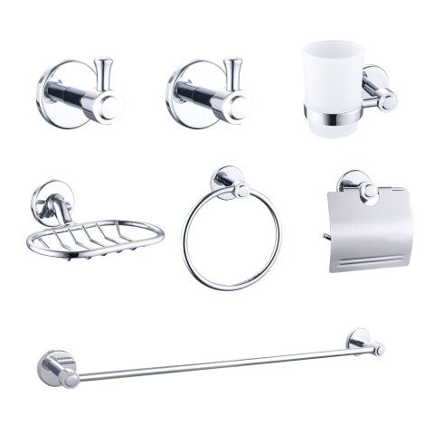 SET DE ACCESORIOS DE BAÑO ZINC CROMADOS REDONDO BRILLO CROMO CROMO