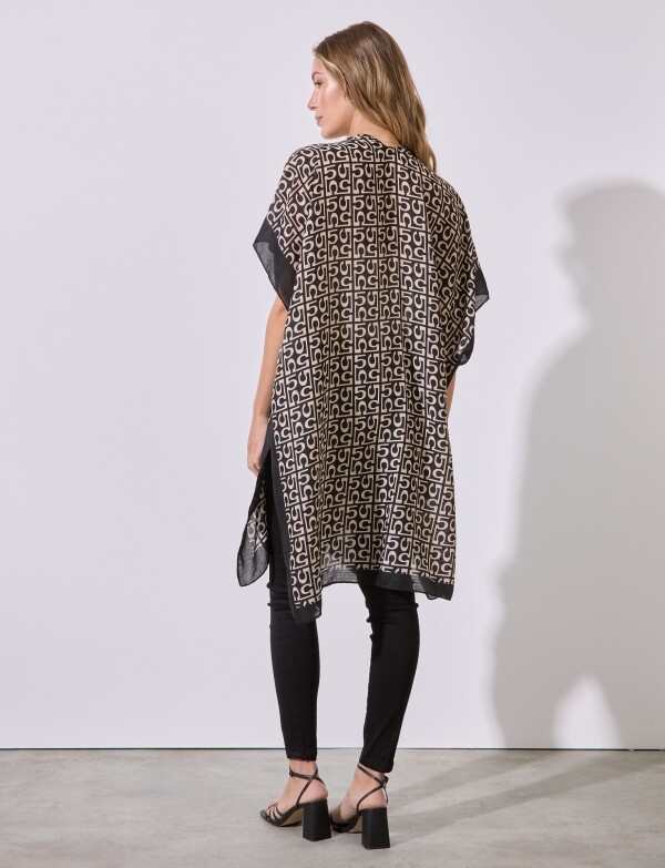 Kimono Printed NEGRO/BEIGE