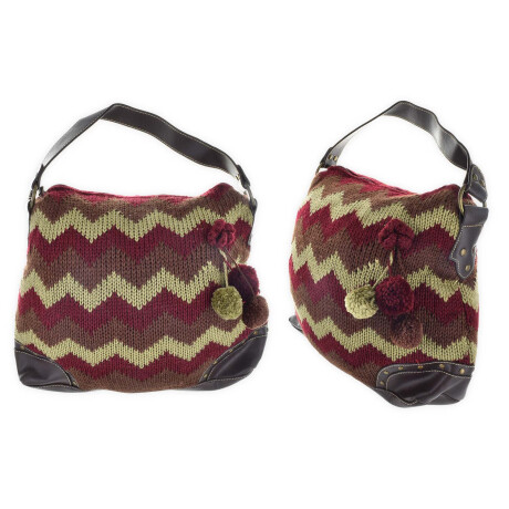 CARTERA DE DAMA TEJIDA CON POMPON 17745 CARTERA DE DAMA TEJIDA CON POMPON 17745