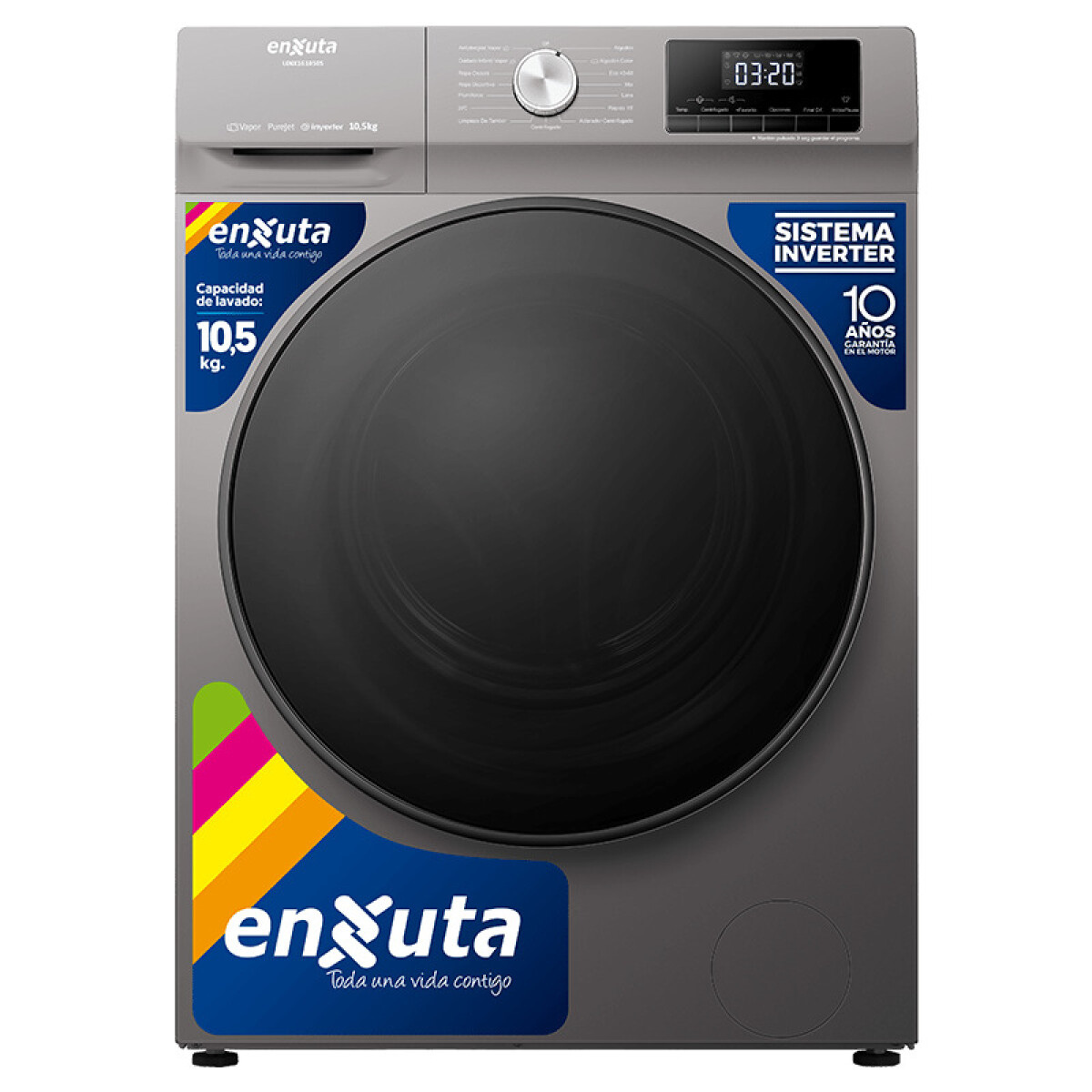 Lavarropas Carga Frontal Inverter 10,5 KG Enxuta LENX161050S 