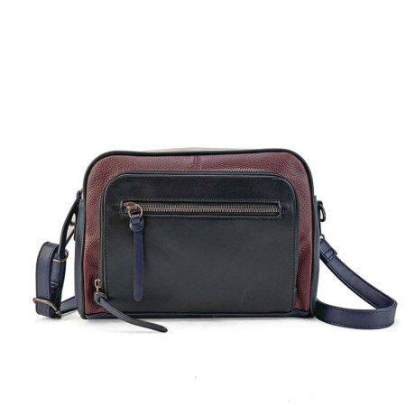 Cartera Esparta Negro, Bordeaux, Blanco Y Azul