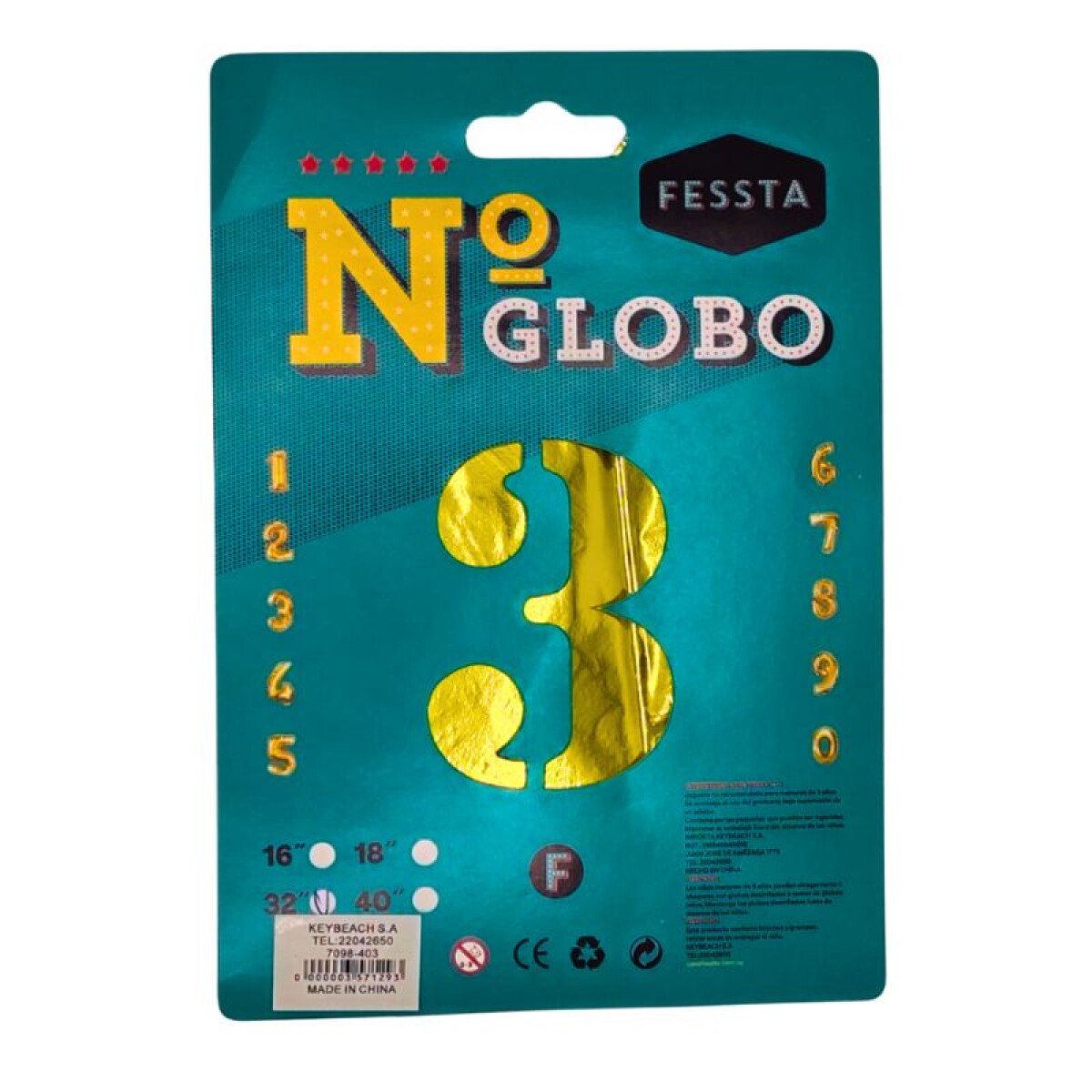 Globo Número Fessta 32" Dorado - TRES 