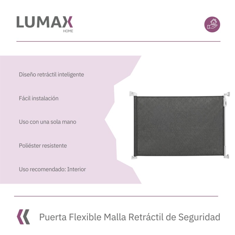 Puerta Flexible Lumax con Malla Retráctil de Seguridad Gris